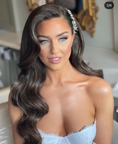 Glamorous Wedding Hair, Hollywood Curls, Bridal Hair Down, Glam Wedding Makeup, Hollywood Hair, Vlasové Trendy, Long Hair Wedding Styles, Glam Hair, Wedding Hair Inspiration