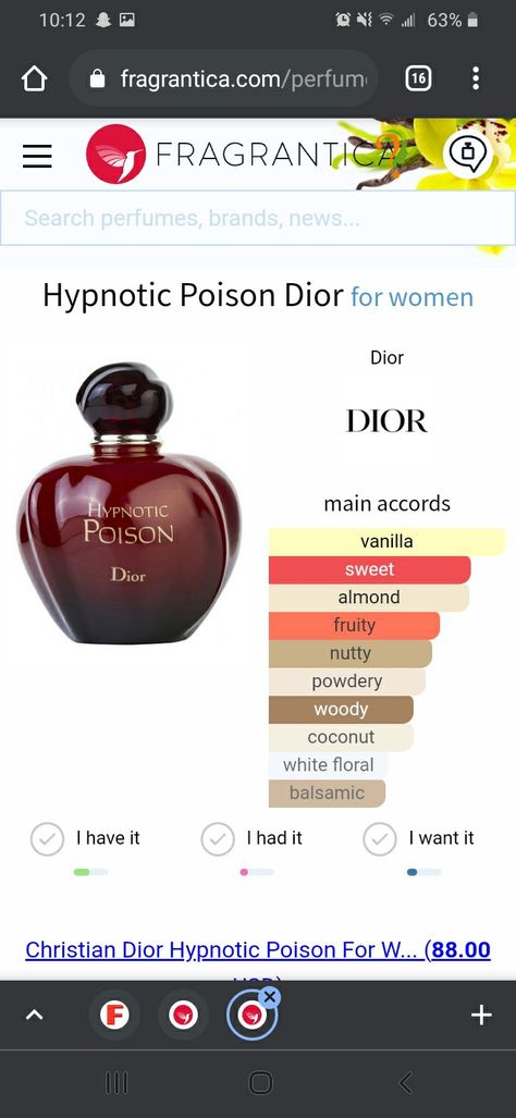 Christian Dior Hypnotic Poison, Fruit Perfumes, Spicy Perfume, Spicy Almonds, Fragrance Lab, Vanilla Perfume, Perfume Collection Fragrance, Chocolate Fruit, Perfume Scents