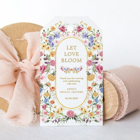 Let Love Bloom Colorful Wildflowers Bridal Shower Gift Tags Wildflower Summer Wedding, Bridal Shower Gift Tags, Let Love Bloom, Summer Wedding Favors, Bridal Shower Tags, Wildflower Wedding Invitations, Thank You Party, Bridal Favors, Bridal Party Favors