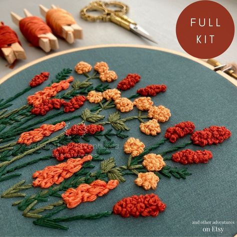 Hand Embroidery KIT Avonlea Spice Fall Flowers Autumn - Etsy Spice Color Palette, Beginner Hand Embroidery, Diy Hand Embroidery, Fall Embroidery, Embroider Ideas, Fall Embroidery Designs, Carhartt Beanie, Beginner Embroidery, Halloween Embroidery Designs