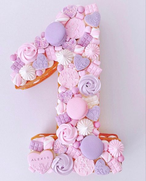 Unicorn Number Cake, Number 1 Cake, Cake Stickers, Alphabet Cake, Number Birthday Cakes, Cake Lettering, Letter Cake, Cream Tart, Number Cake Toppers