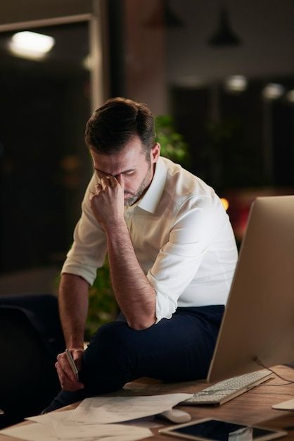 Free photo tired businessman suffering f... | Free Photo #Freepik #freephoto #failure #tired-man #workaholic #business-failure Tired Pose, Tired Businessman, Business Failure, Bal Hanuman, Tired Man, Throbbing Headache, Social Media Art, Drama School, Tired Of Work