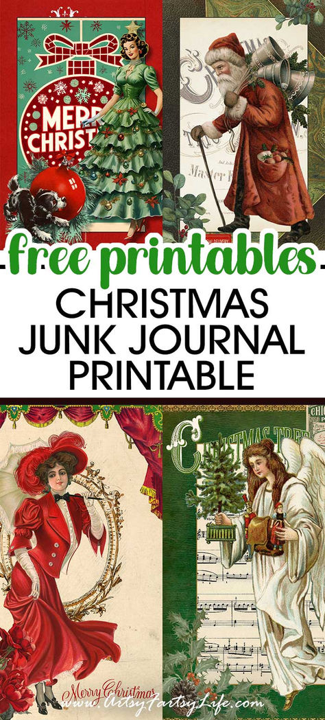 Free Christmas Vintage Junk Journal Kit Printables Vintage Santa Printables Free, Christmas Ephemera Ideas, Christmas Junk Journal Free Printable, Christmas Ephemera Free Printables, Vintage Christmas Printables Free, Vintage Christmas Images Printables Free, Christmas Junk Journal Ideas, Junk Journal Ideas Free Printable, Free Journal Printables