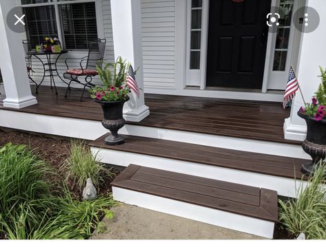 Composite Front Porch, Composite Decking Front Porch, Front Porch Remodel, Porch Remodel, Porch Makeover, Front Steps, Exterior Makeover, Home Addition, Porch Design