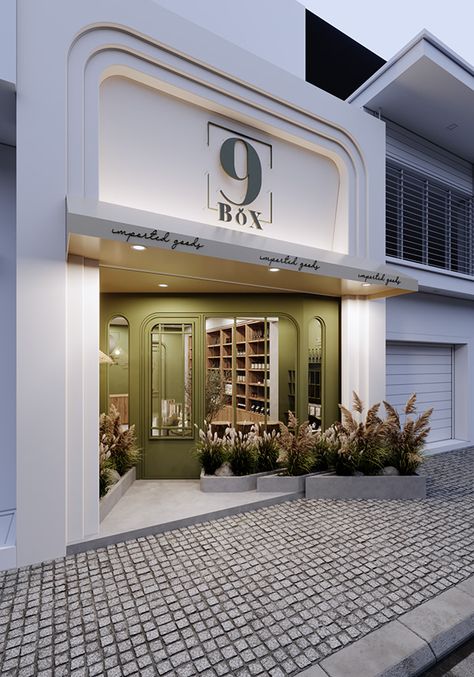 [9BOX STORE] :: Behance Boutique Facade Design, Clothing Shop Exterior, Facade Design Shop, Cafe Front Design Entrance, Retail Facade Shop Fronts, Shop Front Design Modern, Cafe Front Design, Signboard Design Outdoor Shop, Beauty Salon Exterior Design