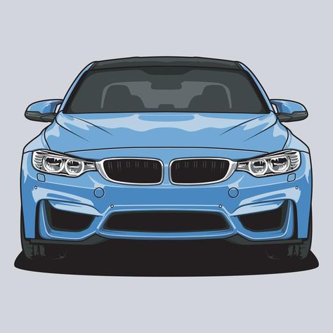 Bmw Front View, Front View Drawing, Race Car Art, Car Vector Illustration, View Drawing, Car Clipart, M3 F80, Car Vector, Car Designs