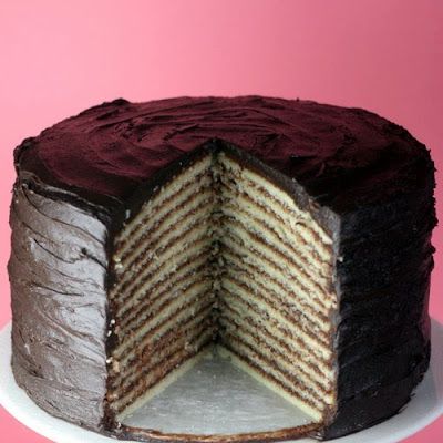 14-Layer Cake @keyingredient #cake #chocolate 12 Layer Chocolate Cake Recipe, Layers Cake, Layer Chocolate Cake, Moist Yellow Cakes, Cake Rack, Layer Cake Recipes, Chocolate Layer Cake, Chocolate Syrup, Chocolate Baking