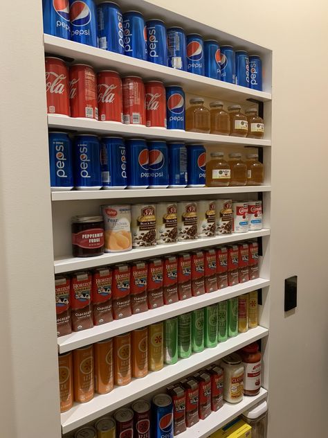 Built In Can Storage, Wall Can Storage Pantries, Recessed Shelves The Home Depot, Shelves For Canned Goods, Shelves For Canning Jars Storage, Pantry Redo, Pantry Wall, Pantry Remodel, Pantry Design