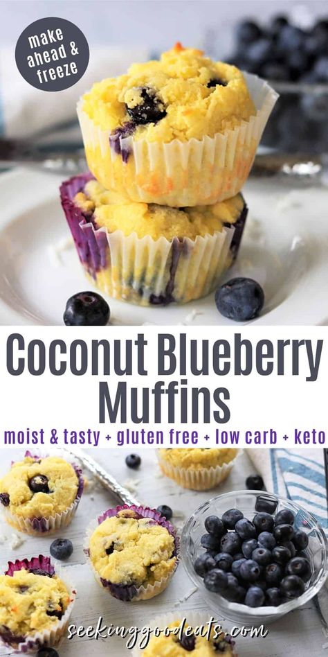 Blueberry Muffins With Coconut Flour, Coconut Flour Breakfast Muffins, Coconut Blueberry Muffins, Keto Muffins Coconut Flour, Blueberry Muffins Healthy, Wildfit Recipes, Coconut Flour Blueberry Muffins, Coconut Flour Muffins, Coconut Blueberry