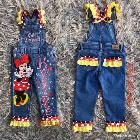 Minnie Birthday Outfit, Mickey Jeans Diy, Custom Minnie Mouse Birthday Outfit, Minnie Mouse Jean Jacket, Minnie Mouse Overalls, Denim Jacket Diy Paint, Oh Toodles, Minnie Mouse First Birthday T-shirts & Tank Tops, Kid Birthday Outfits