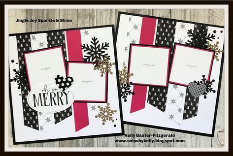 Stampin Up Christmas Scrapbook Layouts, Two Page Layouts Scrapbook, Winter Scrapbook Pages, Scrapbooking Pages Layouts, 12 X 12 Scrapbook Layouts, Stampin Up Scrapbooking Layouts Ideas, Cricut Scrapbooking Ideas, Two Page Scrapbook Layouts, 2 Page Scrapbooking Layouts