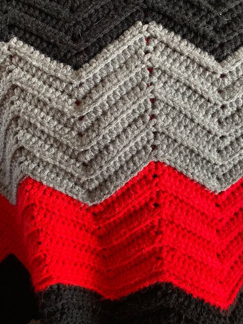 Black Afghan, Chevron Afghan, Afghan Pattern, Afghan Blanket, Fiery Red, Cozy Blankets, 8 Weeks, Red And Black, Crochet Scarf