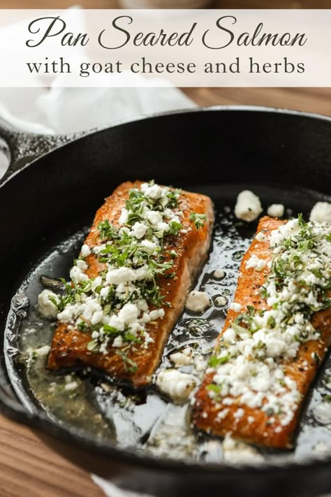 Goat Cheese Salmon, Salmon Goat Cheese, Easy Salmon Recipe, Appetizers Seafood, Pizza Appetizers, Seafood Meals, Goat Cheese Recipes, Easy Salmon Recipes, Park Ideas