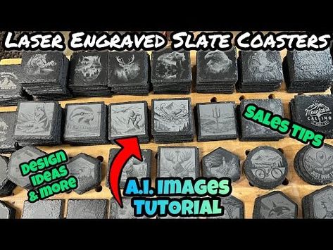 (7620) Laser Engraved Slate Coasters: Quick Projects for Easy Gifts and Sales Potential - YouTube Quick Projects, Slate Coasters, Easy Gifts, Laser Engraved, Laser Engraving, 3 D, Influencer, Coasters, The Creator