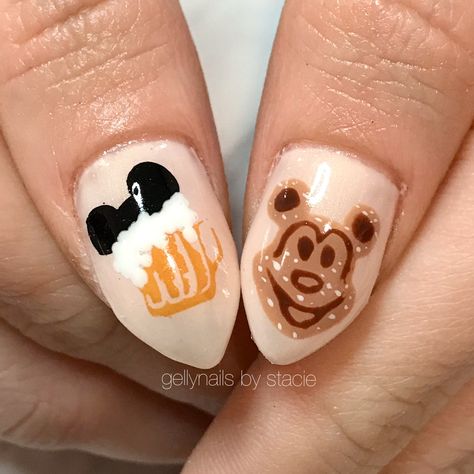 Disney Food And Wine Nails, Disney Snacks Wallpaper, Disney Food Nails, Disney Snack Nails, Animal Kingdom Nails, Epcot Nails, Nail Inspiration Winter, Winter Nails Gel, Disneyland Nails