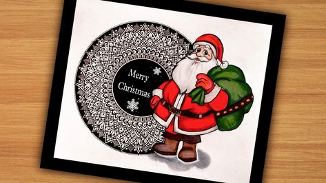 #santaclaus #mandala Santa Mandala Art, Merry Christmas Mandala Art, Christmas Mandala Art With Pen, Santa Claus Mandala Art, Christmas Mandala Art Drawing, Christmas Mandala Drawing, Christmas Kolam, Christmas Mandala Art, Drawing Santa Claus