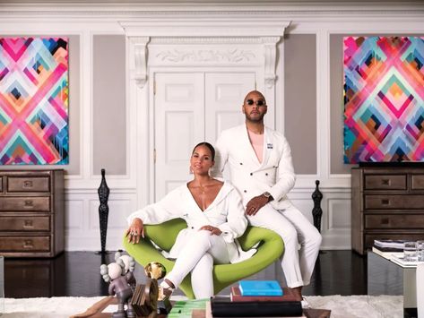 Swizz Beatz and Alicia Keys, new to the ARTnews Top 200,  are bringing new definition to the role of the contemporary collector. Alicia Keys Swizz Beatz, Living Room Redesign, Swizz Beatz, Sanaa Lathan, Kehinde Wiley, Gordon Parks, Toni Braxton, Black Figure, Room Redesign