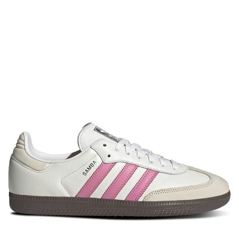 Material(s): Leather / Synthetic Colour(s): White / Pink - Low-cut sneakers - Textile lining - Rubber outsole - Lace closure - Durable outsole - Iconic 3 Stripes on the sides - T-toe construction adidas Women's Samba OG Sneakers in White/Pink in White Misc, Size 8, Leather Sambas Pink, Wishlist Christmas, Tall Heeled Boots, Sporty Shoes, Nike Converse, Wedding Sneakers, Converse New, Clog Boots, Mens Uggs