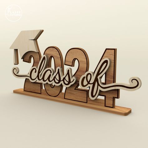 Class of 2024 Graduation Template by LaserCutano on @creativemarket Graduation Table Centerpieces, Graduation Tables, Graduation Templates, Table Centerpiece Decorations, Grad Party Decorations, Laser Files, Round Wood Sign, Congrats Grad, Christmas Bundle