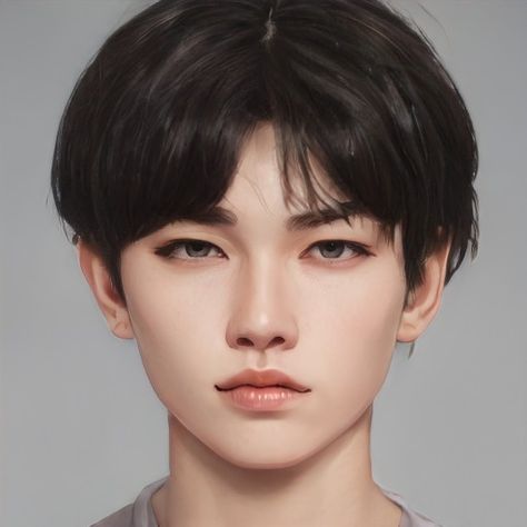 Black Hair Japanese, Male Face Drawing, Artbreeder Portraits, Black Hair Boy, Character Inspiration Male, Boy Face, Digital Portrait Art, Japanese Characters, Face Reference