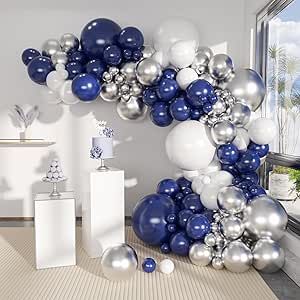 MEBAY Blue White Silver Balloons Garland Arch Kit, 141Pcs Latex Balloons Different Sizes 18 12 10 5 Inch for Birthday Anniversary Graduation Wedding Party Decorations White Silver Balloons, Silver Balloons, Grad Party Decorations, Silver Balloon, Garland Arch, Kids Gift Guide, Arch Kit, Wedding Party Decorations, Grad Party