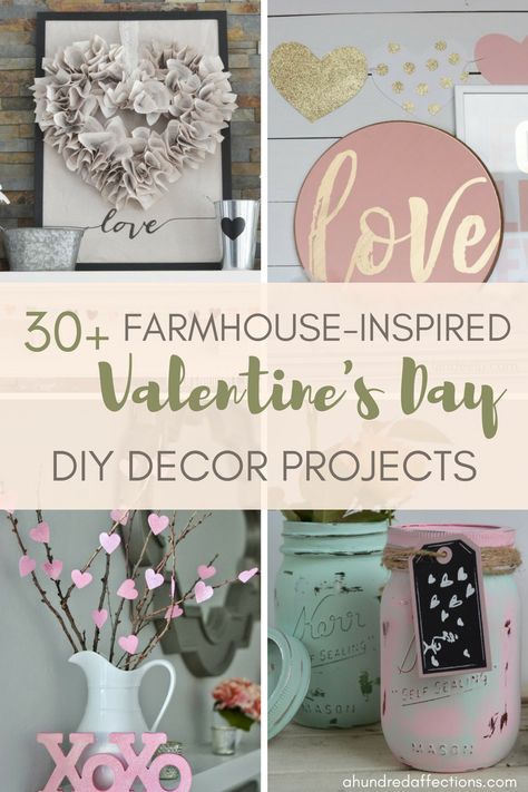 Are you looking to get your house all prettied up for Valentine’s Day? Here are some beautiful DIY Valentine’s Day Decor Projects – farmhouse style! Perfect for every skill level! #valentinesday #diy #farmhouse #rustic #easy #ideas #homedecor #crafts Diy Valentine Home Decor Ideas, Rustic Valentine Crafts, Valentine’s Day Home Decor Diy, Valentines Farmhouse Decor, Farmhouse Valentine Decor Diy, Goodwill Crafts, Farmhouse Valentines Day Decor, Valentines Dyi, Valentines Day Decor Rustic