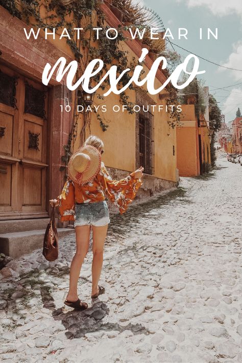 How and what to pack for 10 days of vacation in Mexico. #mexico #vacation #travel #packinglist #ootd Best Outfits For Mexico Vacation, 10 Days In Mexico Packing, What To Wear In Oaxaca Mexico, Mexican Vacation Outfits What To Wear, Sayulita Mexico Outfits, Ciudad De Mexico Outfit Ideas, City Vacation Outfits, Outfits For Mexico Vacation, Mexico Outfits Vacation