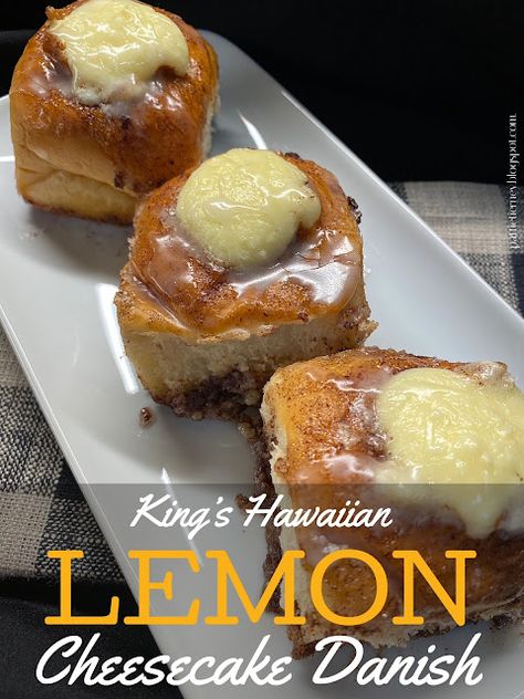 Hawaiian Roll Lemon Cheesecake, Kings Hawaiian Dessert, King’s Hawaiian Cheesecake Danish, Kings Hawaiian Cheesecake Danish, Recipes With Hawaiian Rolls, Cheesecake Danish, Brunch Sweets, Portuguese Bread, Hawaiian Buns