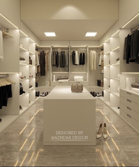 Large Walk In Wardrobe, Women Walk In Closet, Big Closet Luxury, Walk In Closet Aesthetic, Idee Dressing, Big Walk In Closet, Walking Closet Ideas, Bedroom Layouts For Small Rooms, Stylish Room Decor