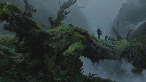 by Roman Chaliy, ArtStation | Upscaled to 3840x2160 from 1742x980 [3.39 MB] | Personal work . I was inspired by Ray Bradbury's "A Sound of Thunder" Scifi Environment, Sound Of Thunder, Environment Painting, Key Frame, Environment Props, Nature Painting, Matte Painting, Environment Design, 판타지 아트