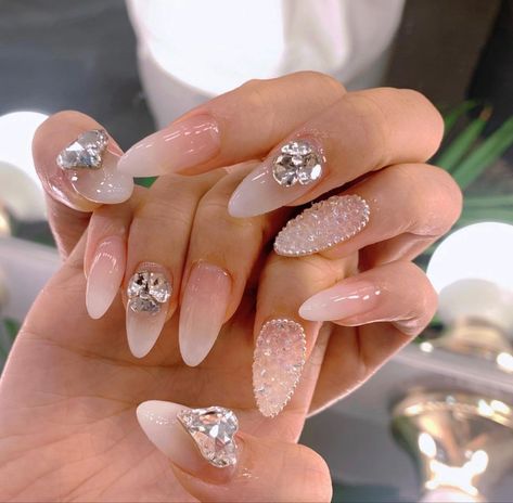 Natural Acrylic Nails, White Acrylic Nails, Dope Nail Designs, Nail Art Designs Videos, Nail Art Wedding, Round Nails, Jelly Nails, Gem Nails, Bling Nails