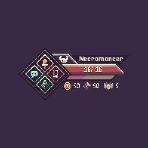 Pixel art UI player action interface with HP, XP bar, spells, collectible items like gold, gem, crown. #pixelart #UI #gameui How To Pixel Art, Save Your Soul, Piskel Art, Pixel Art Tutorial, Arte 8 Bits, 8bit Art, Cool Pixel Art, Video Game Design, Pixel Art Characters