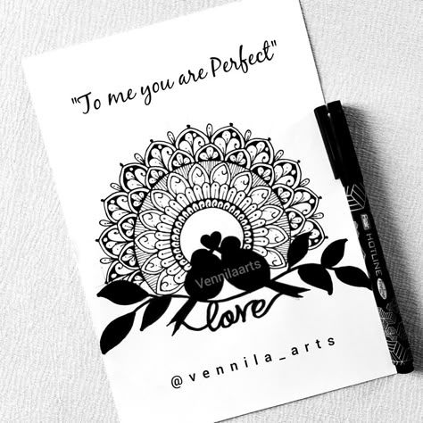 Valentine's Day Couple Mandala Art, Elephant Family Drawing, Art For Valentines Day, Mandala Making, Simple Mandala Design, Draw Mandala, Art Step By Step, Mom Drawing, Valentines Day Drawing