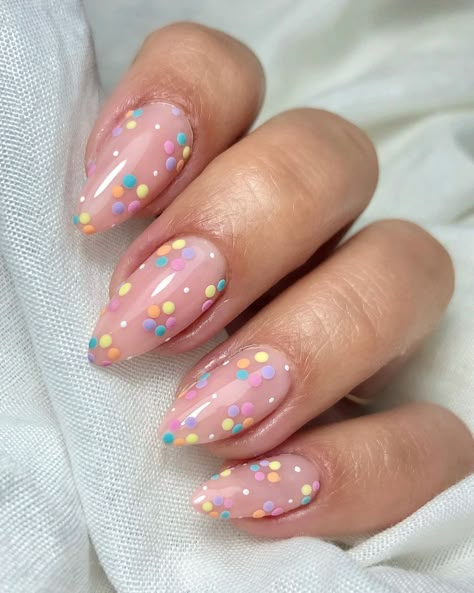 Polka Dot Nail Designs, Dot Nail Designs, Confetti Nails, Nail Goals, Polka Dot Nails, Minimal Nails, Colorful Nails, Dots Nails, Luxury Nails