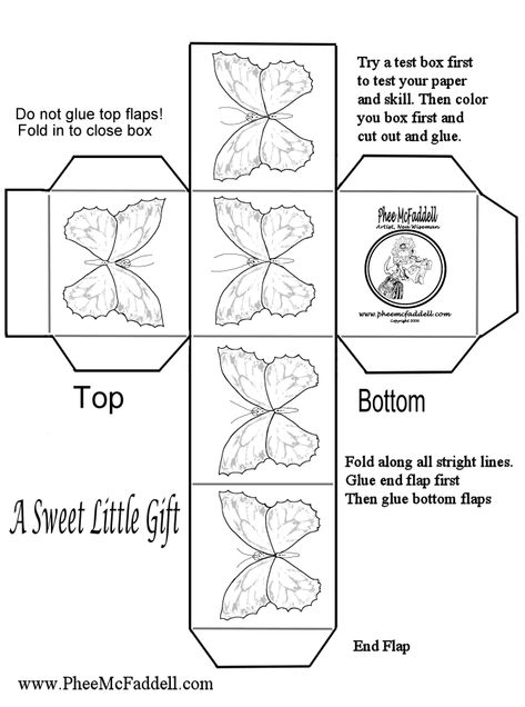 Butterfly Gift Box printable.  Color and fold to make a tiny, beautiful butterfly box. FREE Christmas Gift Box Template, Butterfly Wing Pattern, Printable Butterflies, Butterfly Wings Pattern, How To Make Butterfly, Box Printable, Wing Pattern, Butterfly Craft, Butterflies Pattern