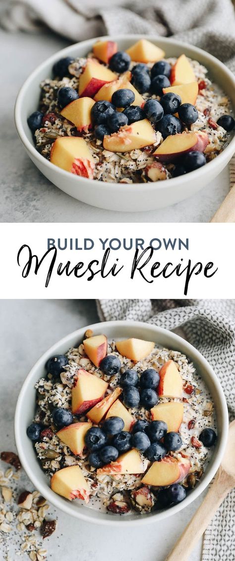 Build Your Own Muesli Recipe [Easy + Customizable] - The Healthy Maven Swiss Muesli, Healthy Breakfast Alternatives, Fiber Breakfast, Muesli Recipe, Oatmeal Granola, Bowl Of Oatmeal, Cooking From Scratch, Warm Breakfast, Breakfast Bites