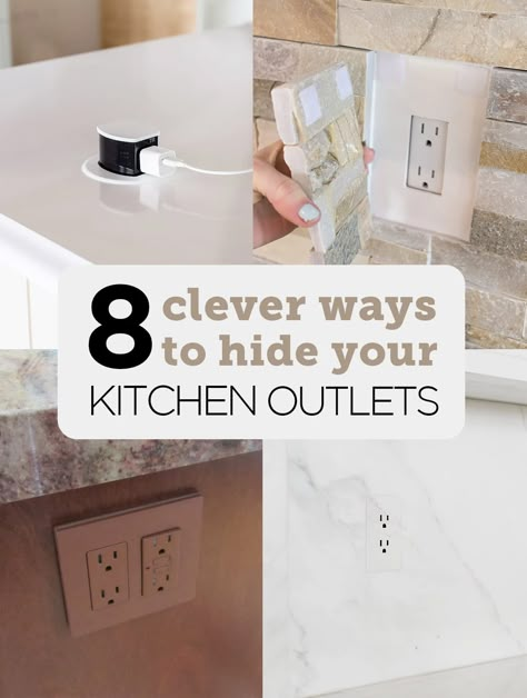 Home Outlet Ideas, Hidden Kitchen Electrical Outlets, Hidden Electrical Outlets Kitchen Island, Electric Outlets In Kitchen, Outlet In Backsplash, Electricity In Kitchen Island, Outlet Under Kitchen Cabinets, Where To Put Electrical Outlets Kitchen Islands, Outlets On Island Kitchens