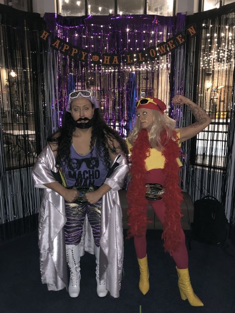 Hulk Hogan Couples Costume, Wwe Couples Costumes, Hulk Hogan Costume Women, Macho Man Randy Savage Costume, Randy Savage Costume, Macho Man Costume, Hulk Hogan Costume, Hulk Hogan Halloween, Wwe Halloween