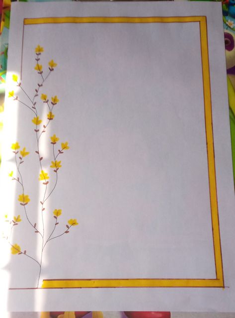 Yellow Border Design For Project, Border Designs For Telugu Project, Telugu Front Page Design, Simple And Easy Border Design, Telugu Cover Page For Project, Telugu Project Work Designs, Telugu Project Cover Page Design, Index Design For Project, Beautiful Border Design On Paper