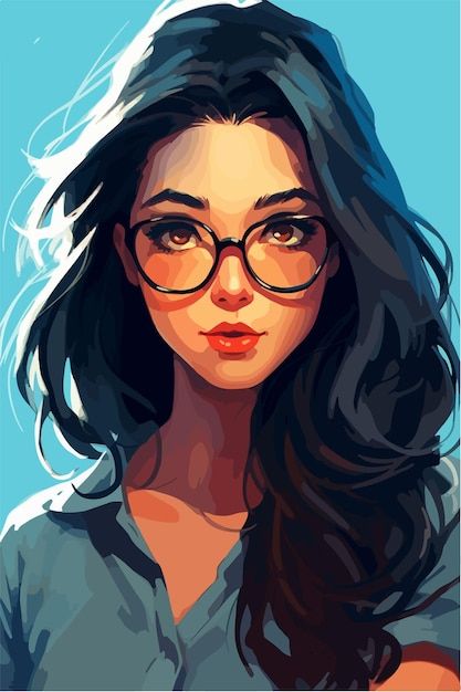 Uma garota de óculos e gravata | Premium Vector #Freepik #vector #illustrator #ilustracao-vetorial #personagem-desenho-animado-mulher #personagem-menina Illustration Girl Glasses, Girl With Glasses Art, How To Draw Glasses, Cartoon Glasses, Girls Teacher, Sublimation Ideas Projects Inspiration, Glasses Logo, Art Apps, Girl With Sunglasses