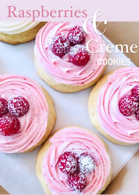 Valentine Crumbl Cookie, Valentine’s Baked Goods, Baking Recipes Spring, Fresh Raspberry Cookies, Raspberry Cream Cookies, Raspberry Ribbon Cookies, Gourmet Valentines Cookies, Valentines Baked Goods Treats, Homemade Valentines Treats