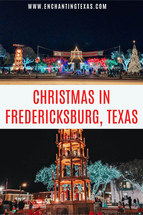 Find best things to do for Christmas in Fredericksburg, Texas including German Christmas pyramid, Light the Night parade, wine tastings & more. Best Things to do for Christmas in Fredericksburg, Texas | Christmas Things to do in Fredericksburg, TX | Fredericksburg Christmas events | prettiest Christmas town in Texas | Downtown Fredericksburg Christmas lights | German Christmas in Fredericksburg | Christmas in Texas | Things to do in Fredericksburg for Christmas | Christmas in Fredericksburg TX Christmas In Texas, Things To Do For Christmas, Christmas Pyramid, German Christmas Pyramid, Christmas Towns, Christmas Things To Do, Texas Destinations, Christmas Getaways, Texas Christmas