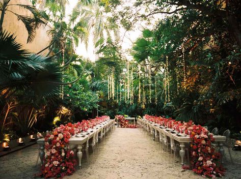 A Vibrant Destination Wedding in Cartagena, Colombia Colombian Wedding, Cartagena Wedding, Outdoor Wedding Lighting, Fairy Lights Wedding, Clear Tent, Lights Wedding Decor, Romantic Candles, Floral Table Runner, Sweetheart Table