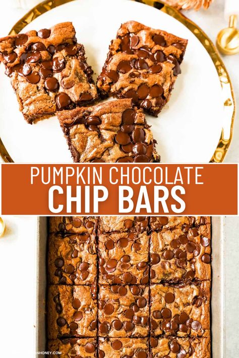 Pumpkin Chocolate Chip Cheesecake Bars, Chocolate Chip Pumpkin Pie, Pumpkin Chocolate Chip Blondies, Pumpkin Chocolate Chip Cookie Bars, Best Dessert For Thanksgiving, Small Batch Pumpkin Bars, Chocolate Chip Pumpkin Bars, Pumpkin Chocolate Chip Bars, Bars With Chocolate Chips