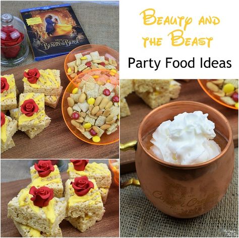 Beauty and the Beast Food Ideas for a Party or Movie Night Birthday Party Food Snacks, Under The Stars Party, Party Food Snacks, Movie Foods, Nerdy Recipes, Movie Under The Stars, Themed Meals, Birthday Movie Night, Trail Mix Snack