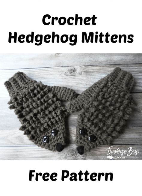 Adult Crochet Hedgehog Mittens - Hedgehog Mittens, Mittens Free Pattern, Crocheted Mittens, Crochet Mitts, Crochet Mittens Pattern, Crochet Hedgehog, Kids Mittens, Crochet Mittens, Hand Crochet Baby Blanket