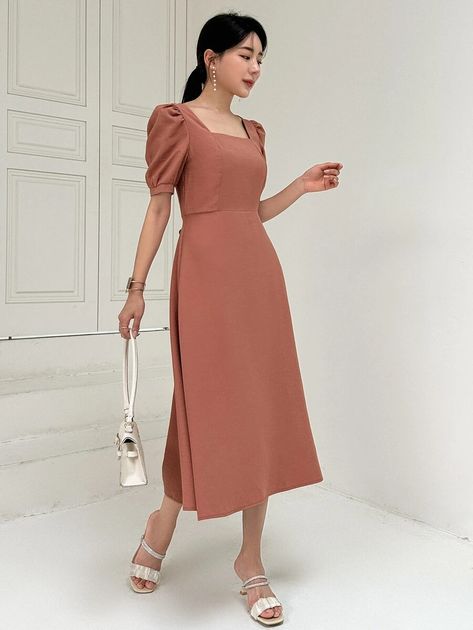 Men's Beauty, Women Dresses, Dress P, Square Neck, A Line Dress, Puff Sleeve, A Line, Womens Dresses, Square