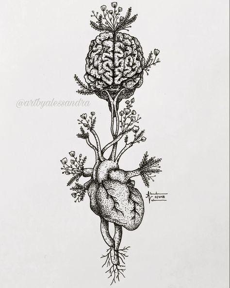 Anatomical Tattoo Sleeve, Brain Black And White Aesthetic, Anatomy Inspired Tattoos, Brain Drawing With Flowers, Brain Heart Lungs Tattoo, Anatomical Lungs Tattoo, Anatomical Tattoo Human Anatomy, Human Anatomy Tattoo Ideas, Sweeter After Difficulties Tattoo