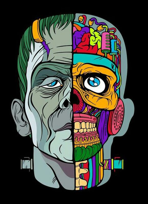 Frankenstein Art, Posca Art, Psy Art, Pop Art Illustration, Graffiti Characters, Horror Movie Art, Mary Shelley, Dope Cartoon Art, Art And Illustration