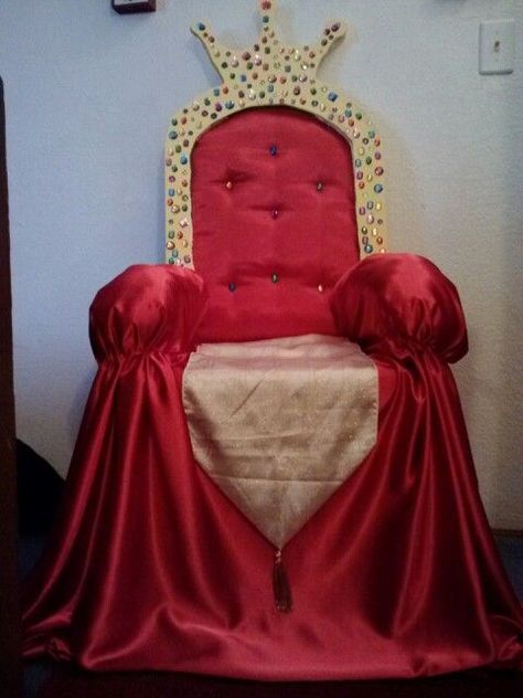 Diy Royal Throne Chair, Diy Kings Throne Chair, Kings And Queens Theme Party, How To Make A Throne Chair Diy, Diy Throne Chair Ideas, Diy Throne Chair, Kingdom Rock Vbs, Mighty Fortress Vbs, Royal Theme Party